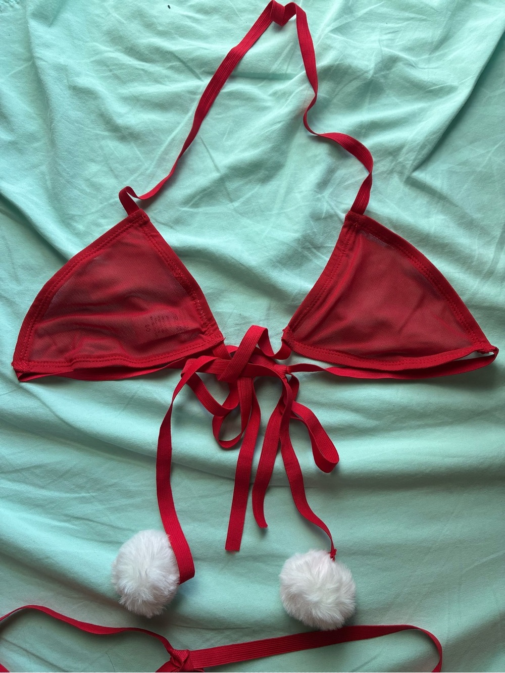 Santa Baby Red Two-Piece Lingerie Set - Picture 4 of 8